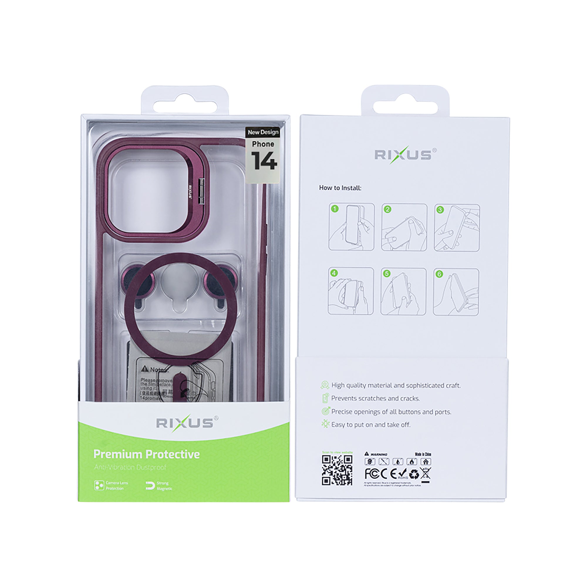 Rixus Classic 03 Hülle mit MagSafe kompatibel für Apple iPhone 14 Dark Pink – Bild 5