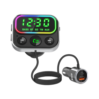 Rixus RXBT55 2 In 1 Bluetooth FM Transmitter und Car Adapter Black
