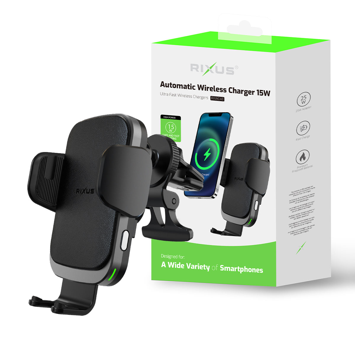 Rixus RXWC48 Wireless Car Charger Mount Black – Bild 5