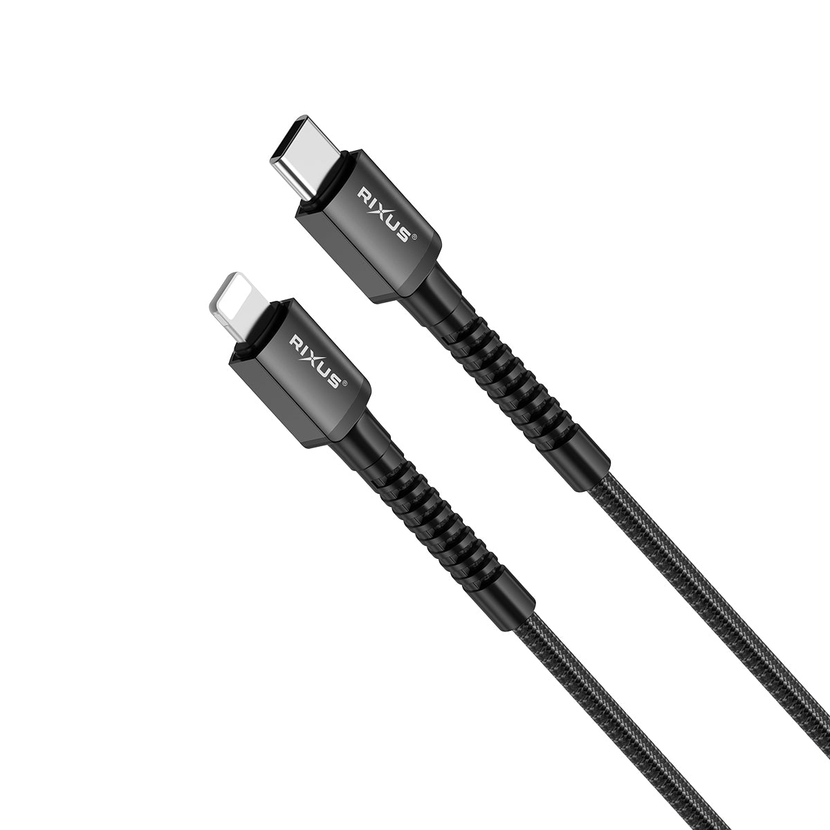 Rixus RXU71CA Nylon Braided USB-C To Lightning Anschluss Kabel 1.2m Black – Bild 3