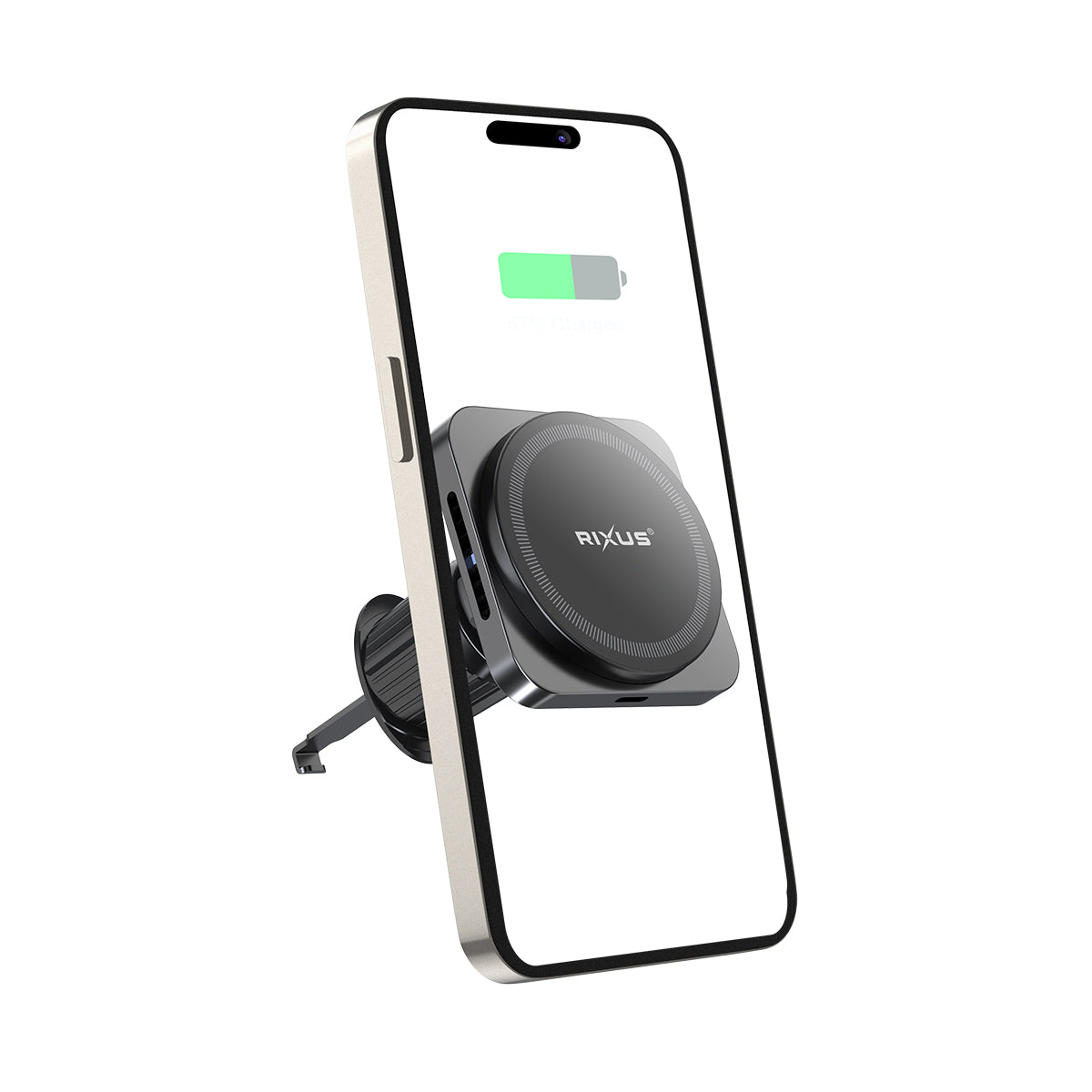 Rixus RXWC20 Wireless Car Charger für MagSafe kompatibel Car Mount 15W Space Gray – Bild 2
