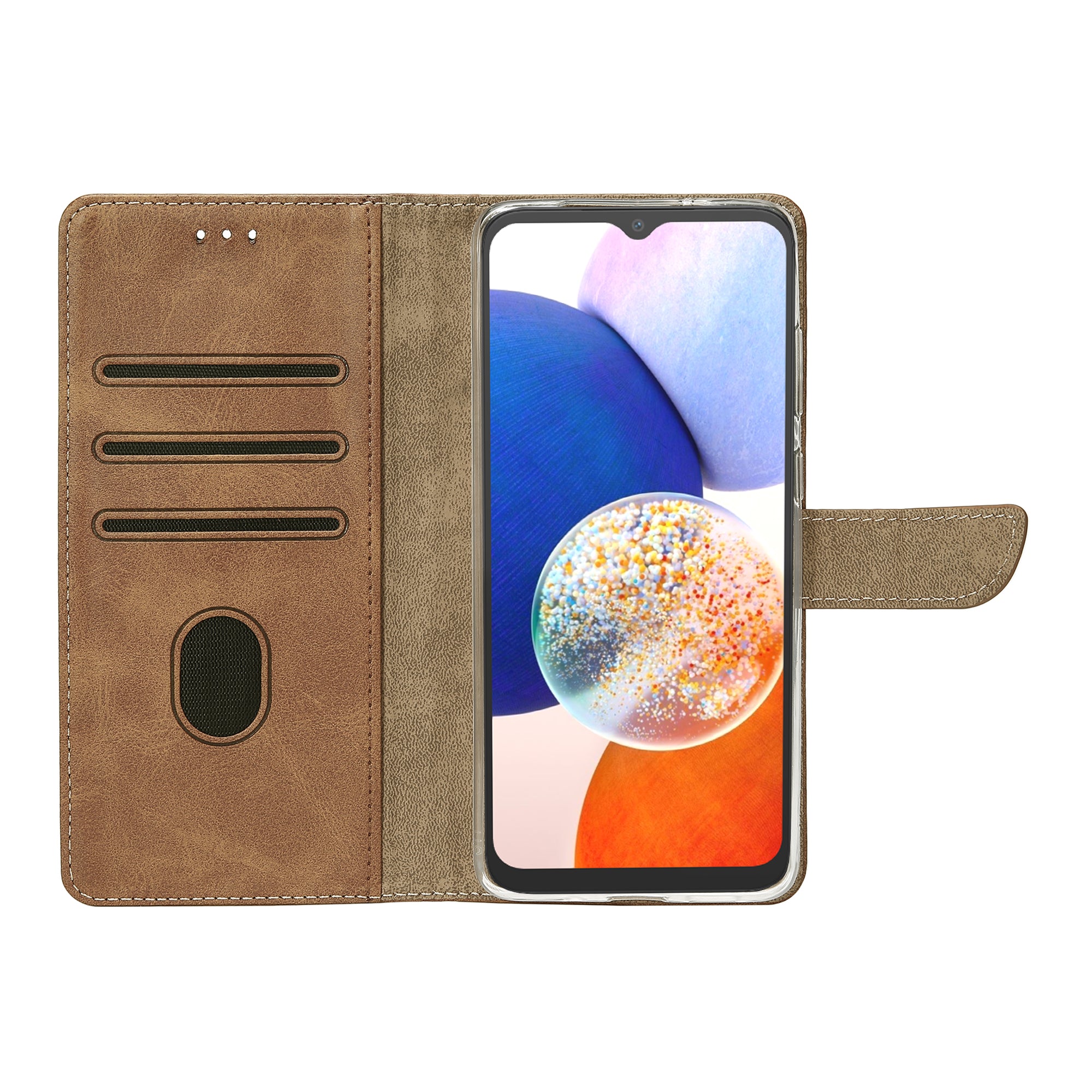 Rixus Buchhülle für Samsung Galaxy A14 5G Light Brown – Bild 5