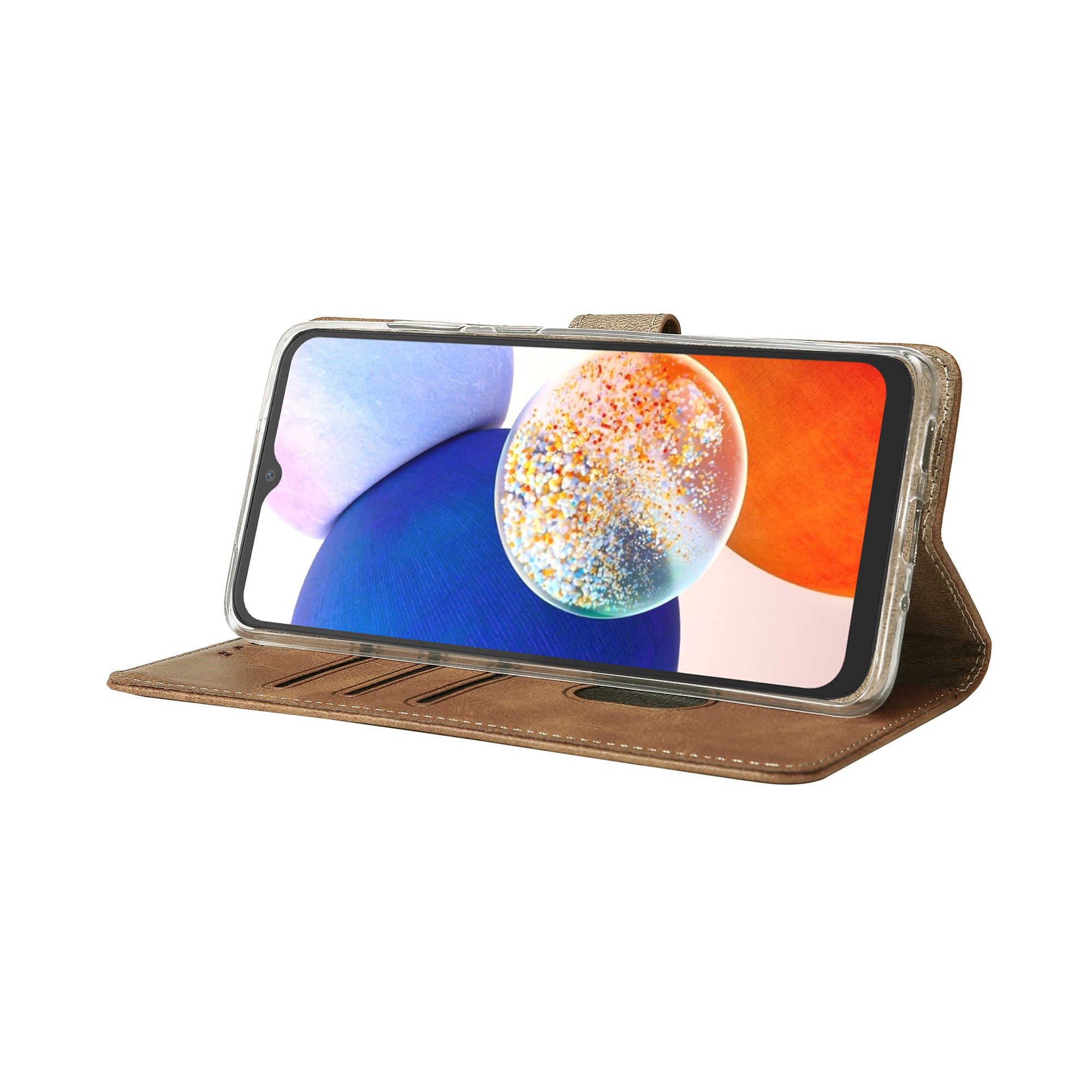 Rixus Buchhülle für Samsung Galaxy A14 5G Light Brown – Bild 6