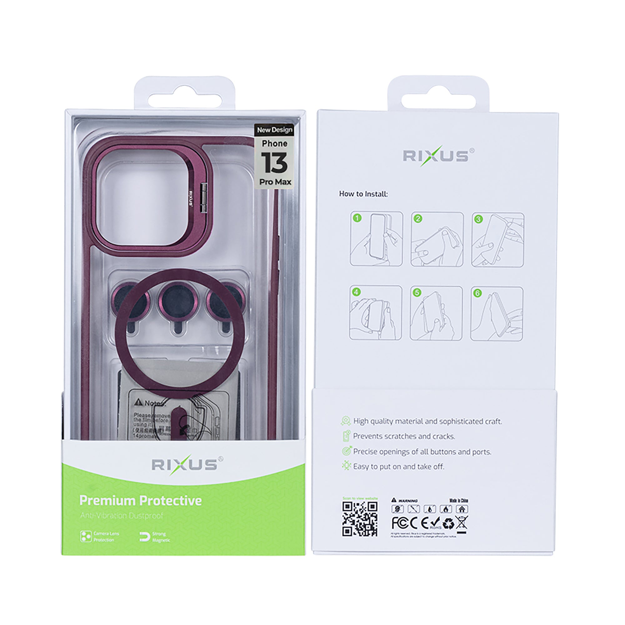 Rixus Classic 03 Hülle mit MagSafe kompatibel für Apple iPhone 13 Pro Max Dark Pink – Bild 5