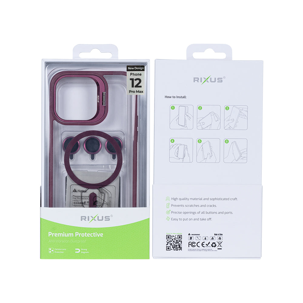 Rixus Classic 03 Hülle mit MagSafe kompatibel für Apple iPhone 12 Pro Max Dark Pink – Bild 6