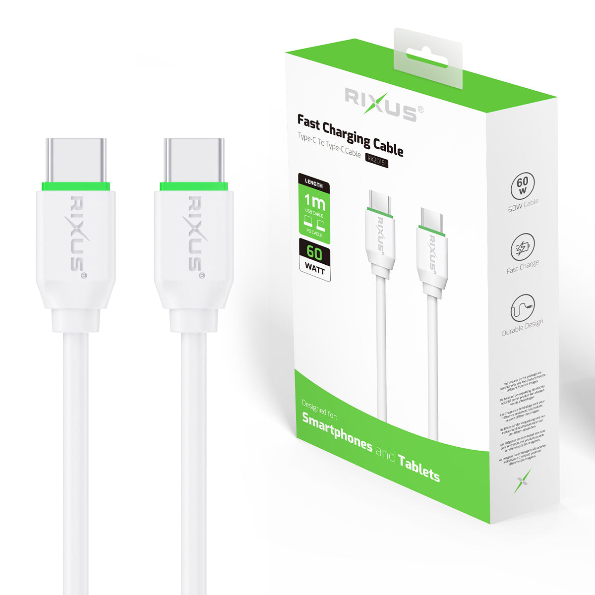 Rixus RX2015 Data Sync und Fast Charge Kabel USB-C to USB-C 1m – Bild 4