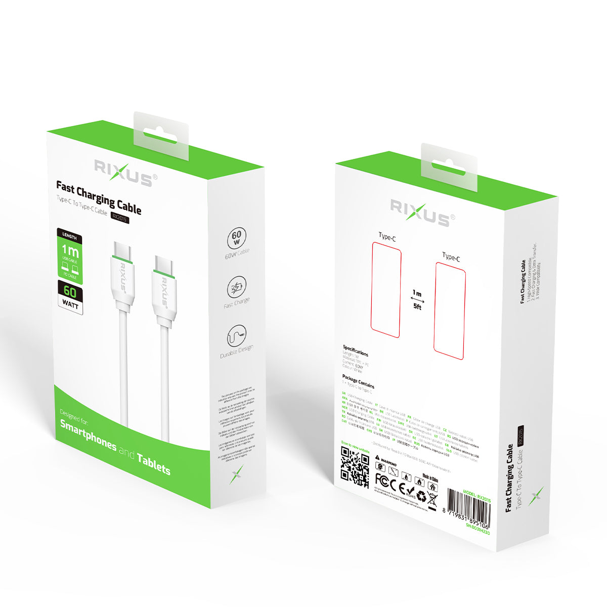 Rixus RX2015 Data Sync und Fast Charge Kabel USB-C to USB-C 1m – Bild 5