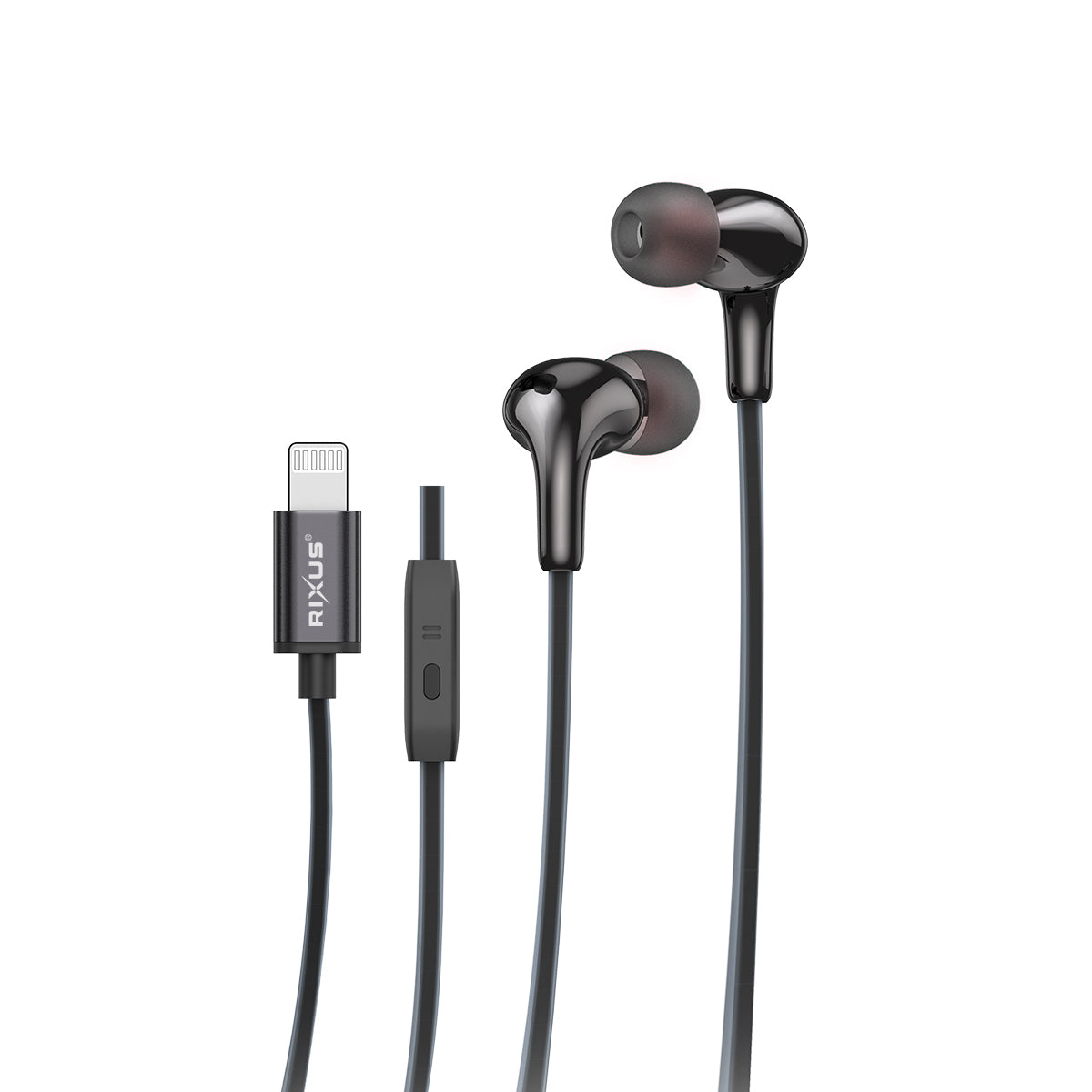 Rixus RXHD27L Stereo In-Ear Lightning Anschluss Wired Earphone Black