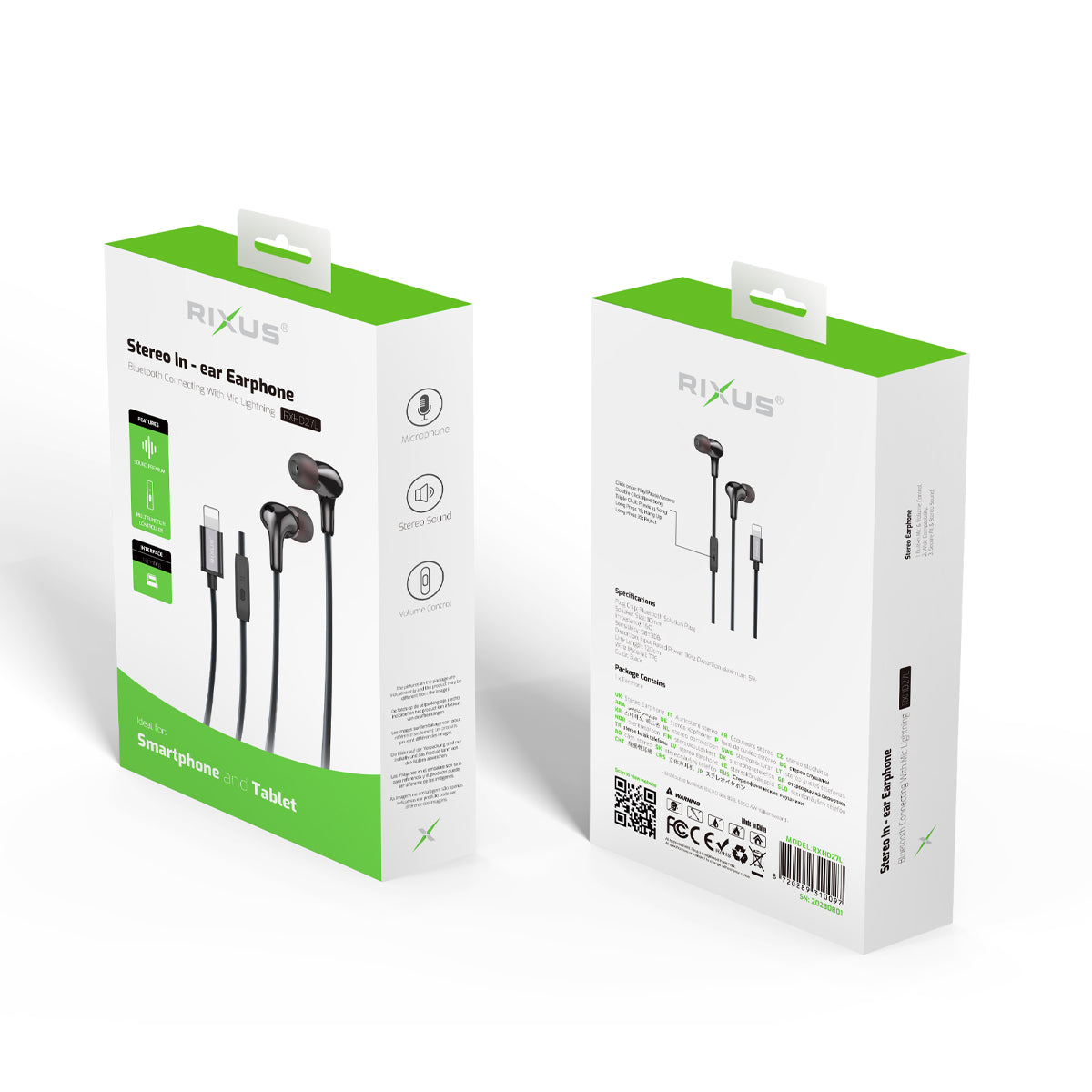 Rixus RXHD27L Stereo In-Ear Lightning Anschluss Wired Earphone Black – Bild 4