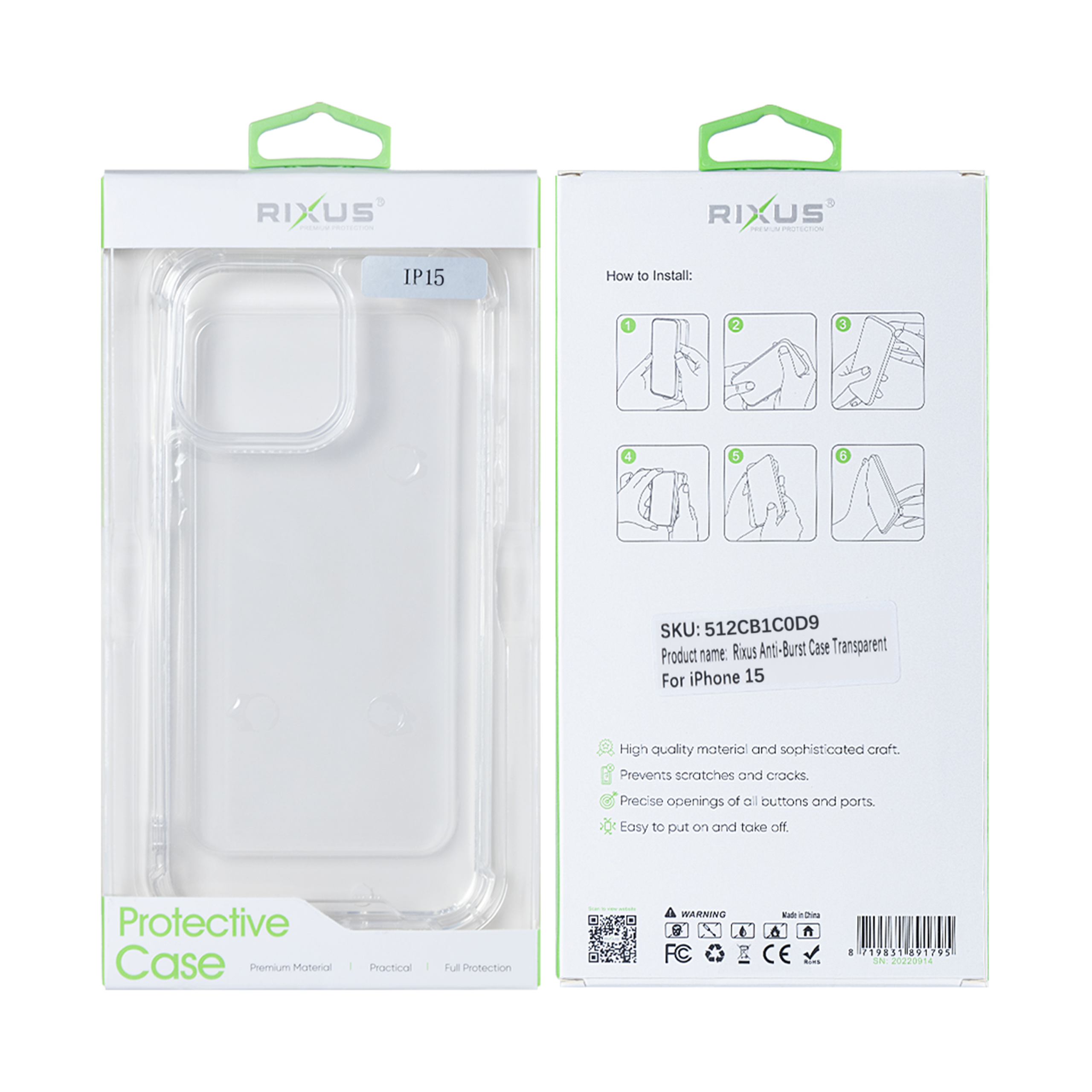 Rixus Anti-Burst Hülle für Apple iPhone 15 Transparent – Bild 6