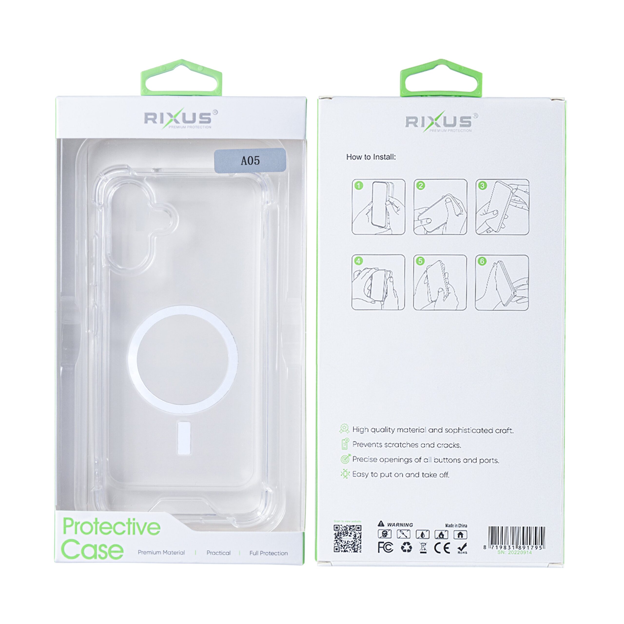 Rixus Anti-Burst Hülle mit MagSafe kompatibel für Samsung Galaxy A05 Transparent – Bild 6