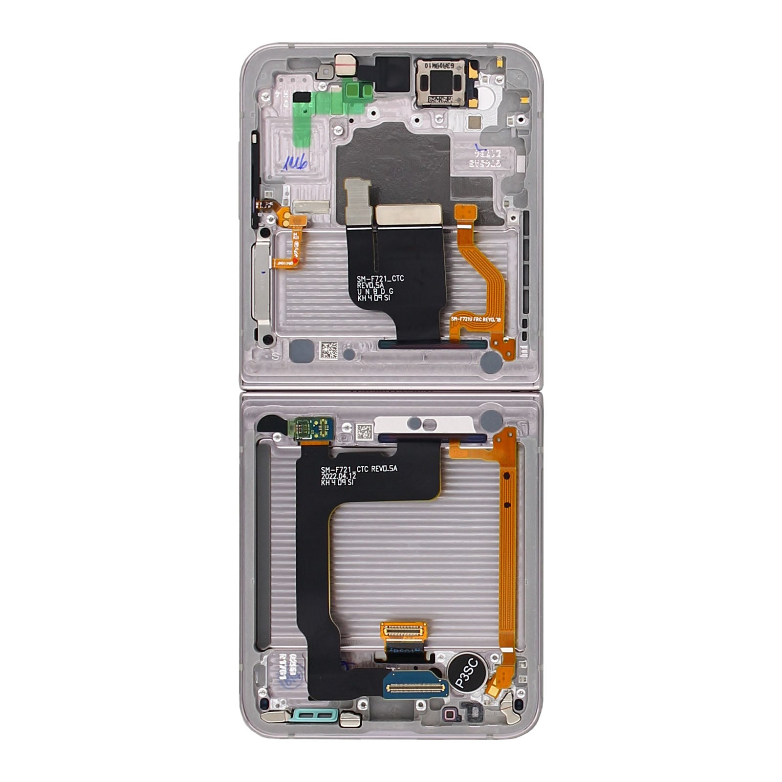 Samsung Galaxy Z Flip4 5G Main F721B Original Service Pack Display Rahmen Weiss – Bild 3