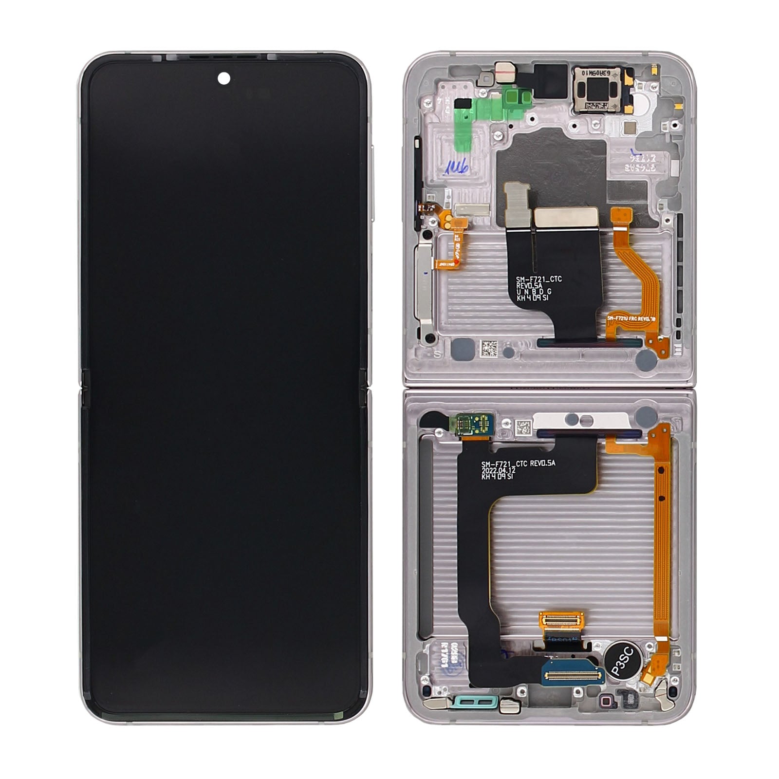 Samsung Galaxy Z Flip4 5G Main F721B Original Service Pack Display Rahmen Weiss – Bild 5
