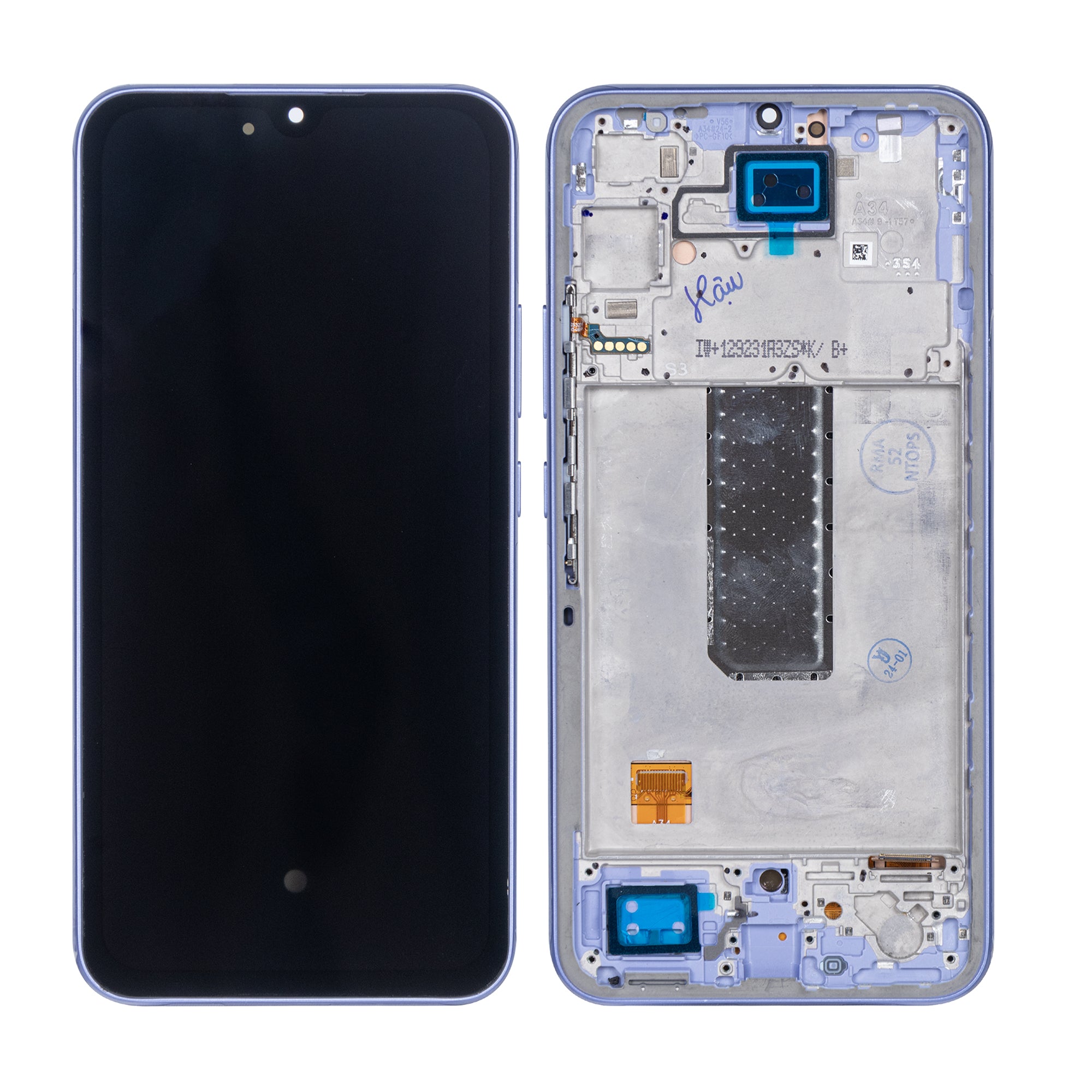 Samsung Galaxy A34 5G A346B Display und Touchscreen-Digitizer mit Rahmen Violet Soft-OLED – Bild 3
