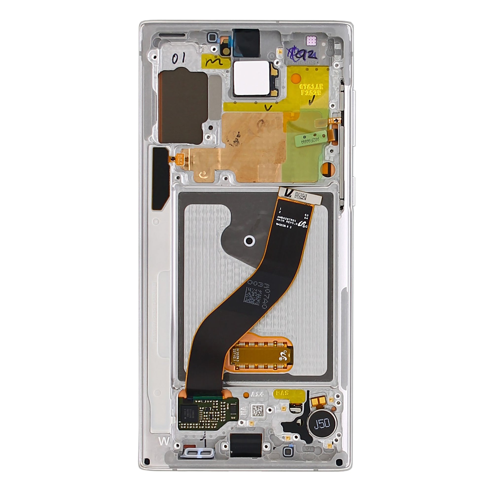 Samsung Galaxy Note 10 N970F Display und Touchscreen-Digitizer mit Rahmen Aura White Service Pack – Bild 2