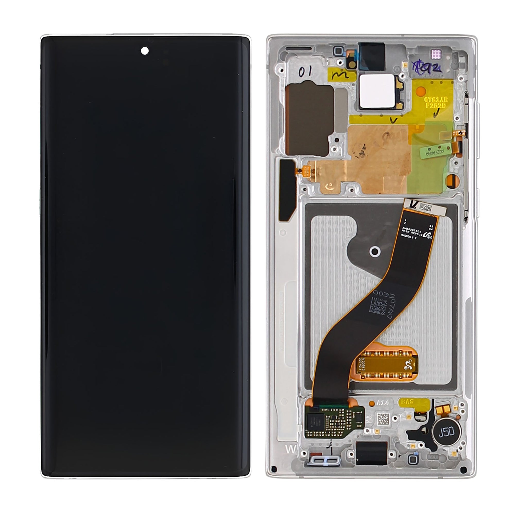 Samsung Galaxy Note 10 N970F Display und Touchscreen-Digitizer mit Rahmen Aura White Service Pack – Bild 3