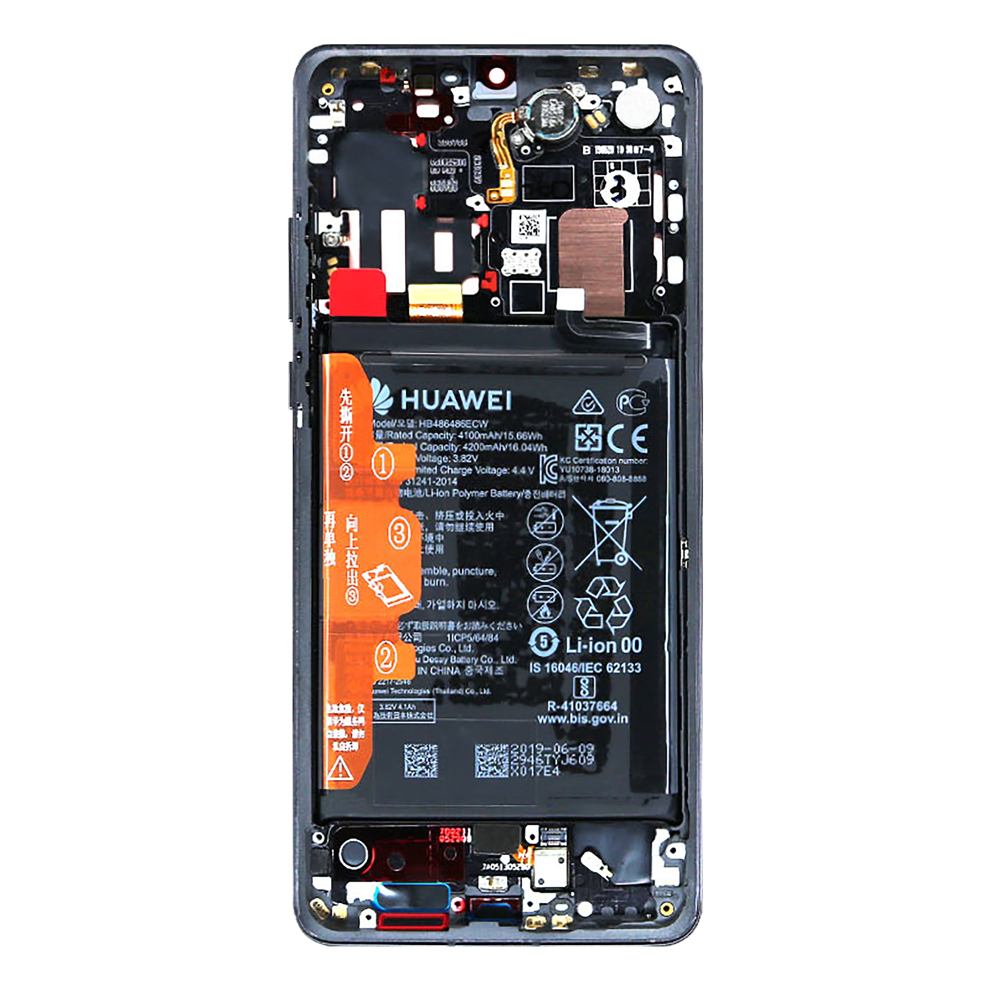 Huawei P30 Pro (2019), P30 Pro neu Edition (2020) Display und Touchscreen-Digitizer mit Rahmen und Akku Black Service Pack – Bild 3