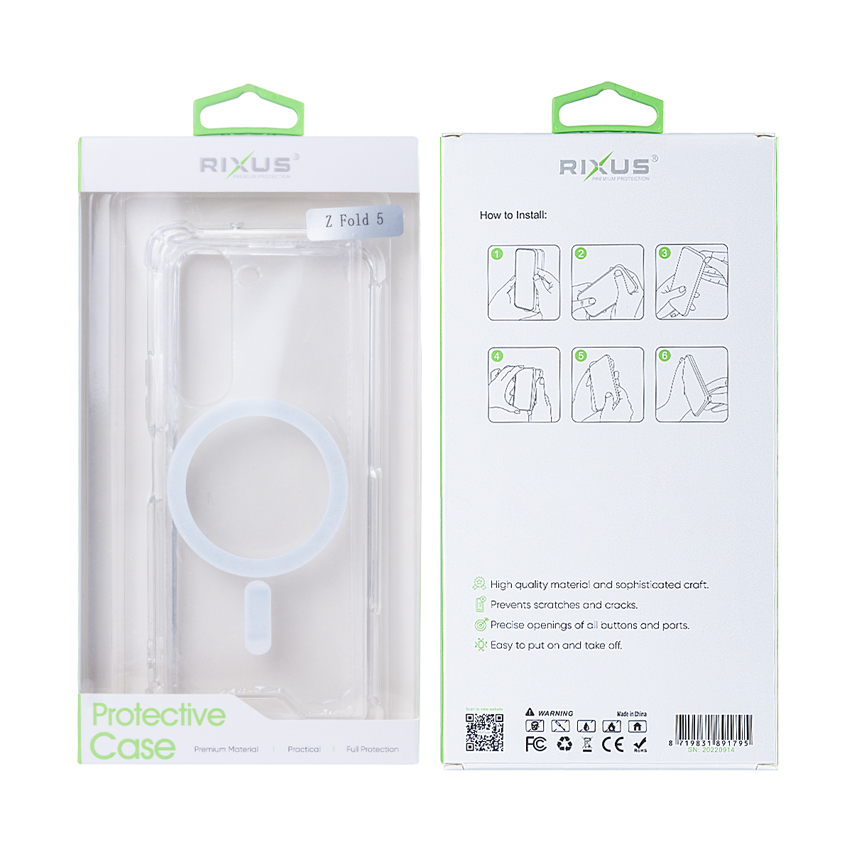 Rixus Magnetic Clear Hülle TPU für Samsung Galaxy Z Fold5 White – Bild 5