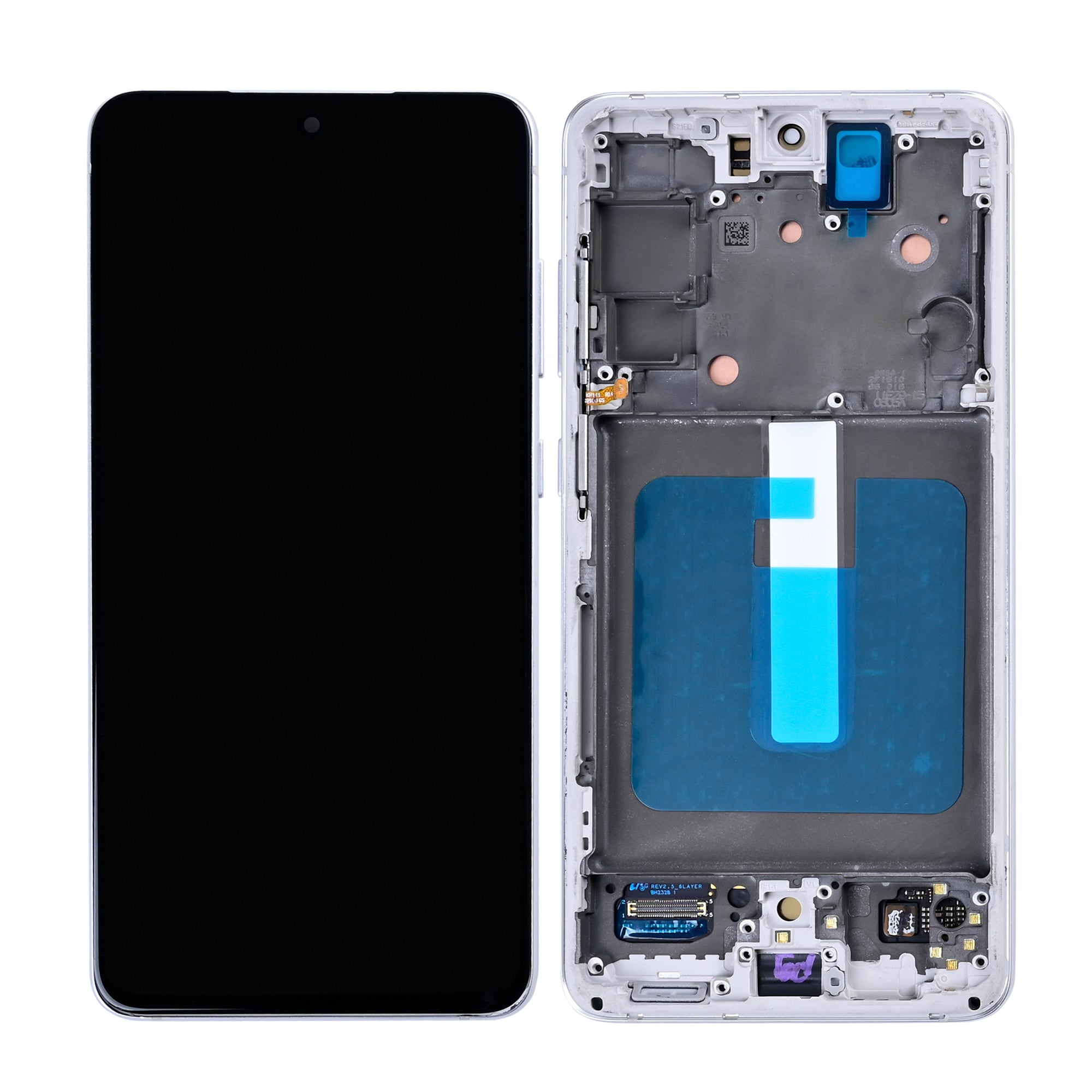 Samsung Galaxy S21 FE G990B Display und Touchscreen-Digitizer mit Rahmen White Soft-OLED – Bild 4