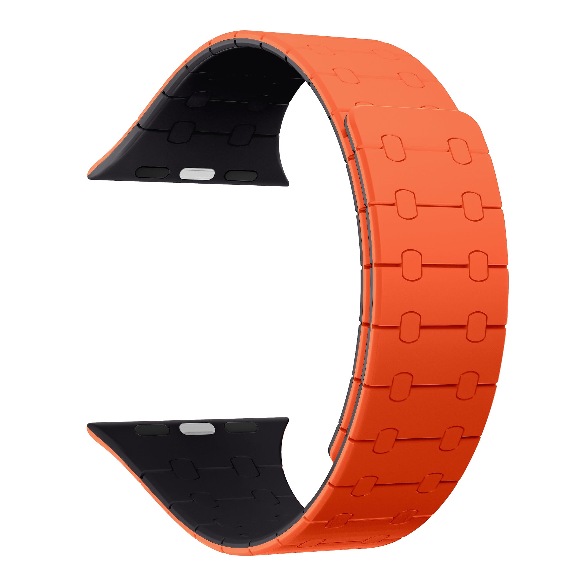 Rixus Magnetic Silicone Band für Apple Watch 42mm, 44mm, 45mm, 49mm Orange und Midnight – Bild 5