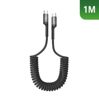 Rixus RXUC17C Retractable Spring Kabel USB-C To USB-C Black