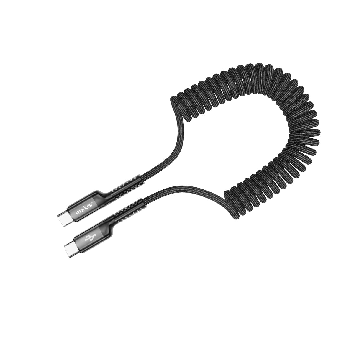 Rixus RXUC17C Retractable Spring Kabel USB-C To USB-C Black – Bild 2