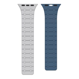 Rixus Magnetic Silicone Band für Apple Watch 42mm, 44mm, 45mm, 49mm Cloud Grey und Blue
