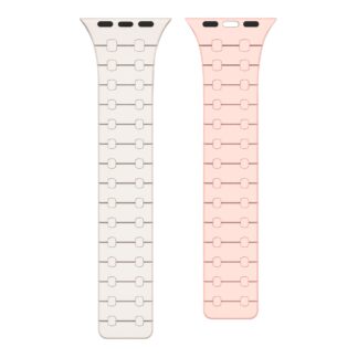 Rixus Magnetic Silicone Band für Apple Watch 42mm, 44mm, 45mm, 49mm White und Pink