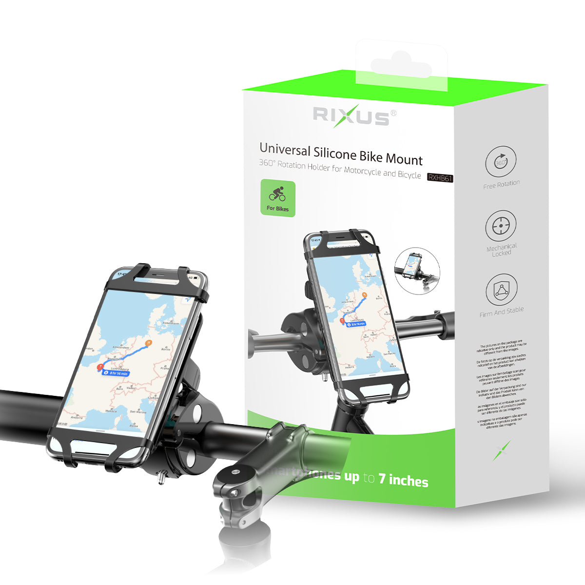Rixus RXHB61 Bike Mount Handlebar Silicone Holder Black – Bild 5