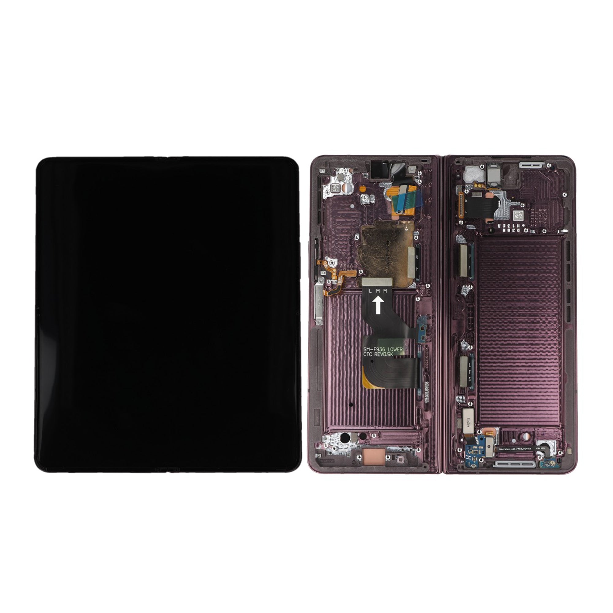 Samsung Galaxy Z Fold4 5G F936B Main Display und Touchscreen-Digitizer mit Rahmen Burgundy Service Pack – Bild 4