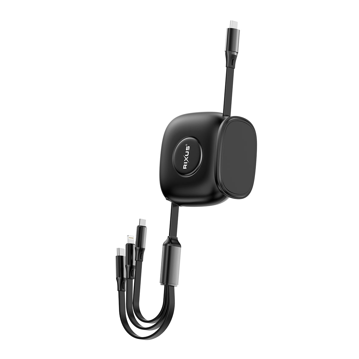 Rixus RXUC61 Retractable 3 in 1 Kabel Desktop USB-C Fast Charger 1.7m 100W Black – Bild 2