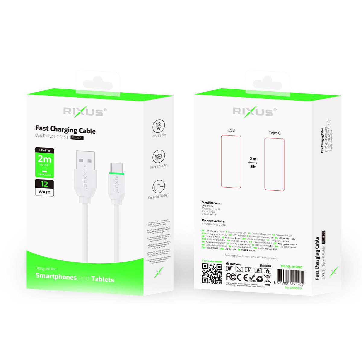 Rixus RXU82C Boost Datenkabel USB-C 2m White – Bild 5