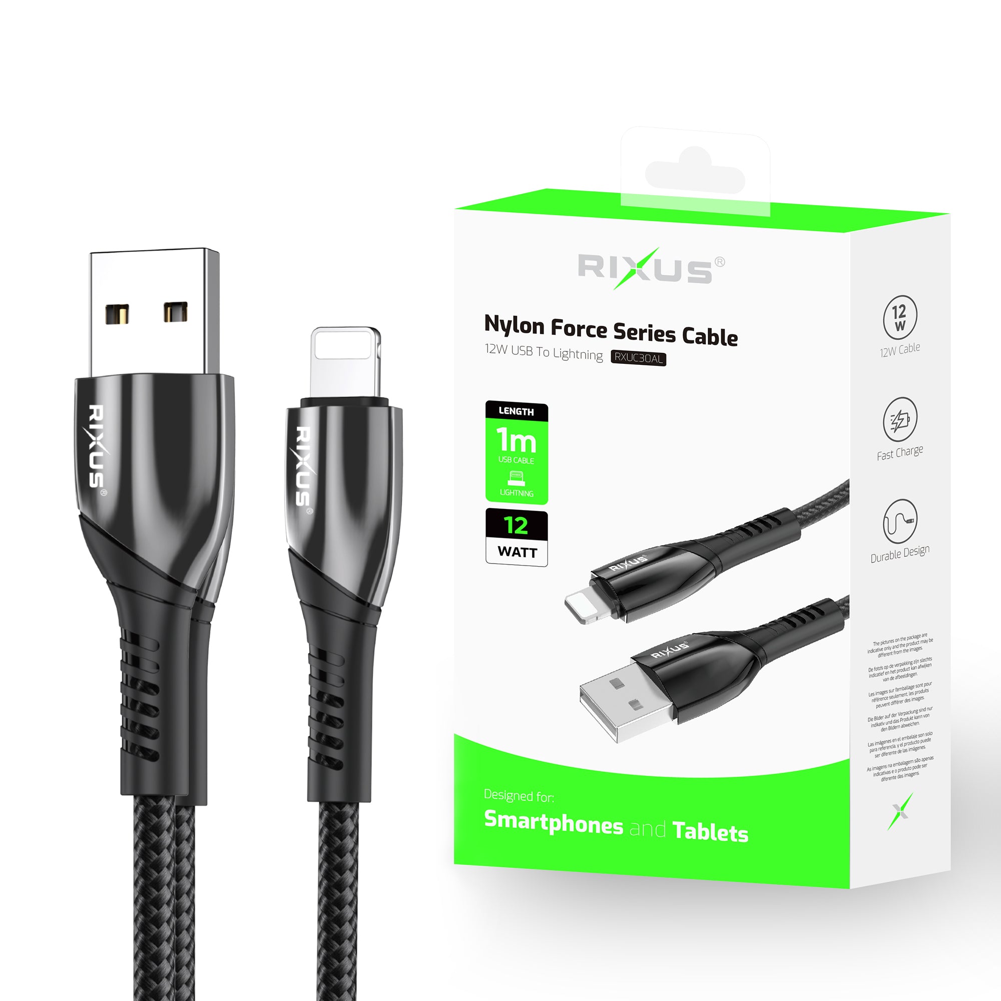 Rixus RXUC30AL Alloy USB To Lightning Anschluss Datenkabel Metal Gray – Bild 4