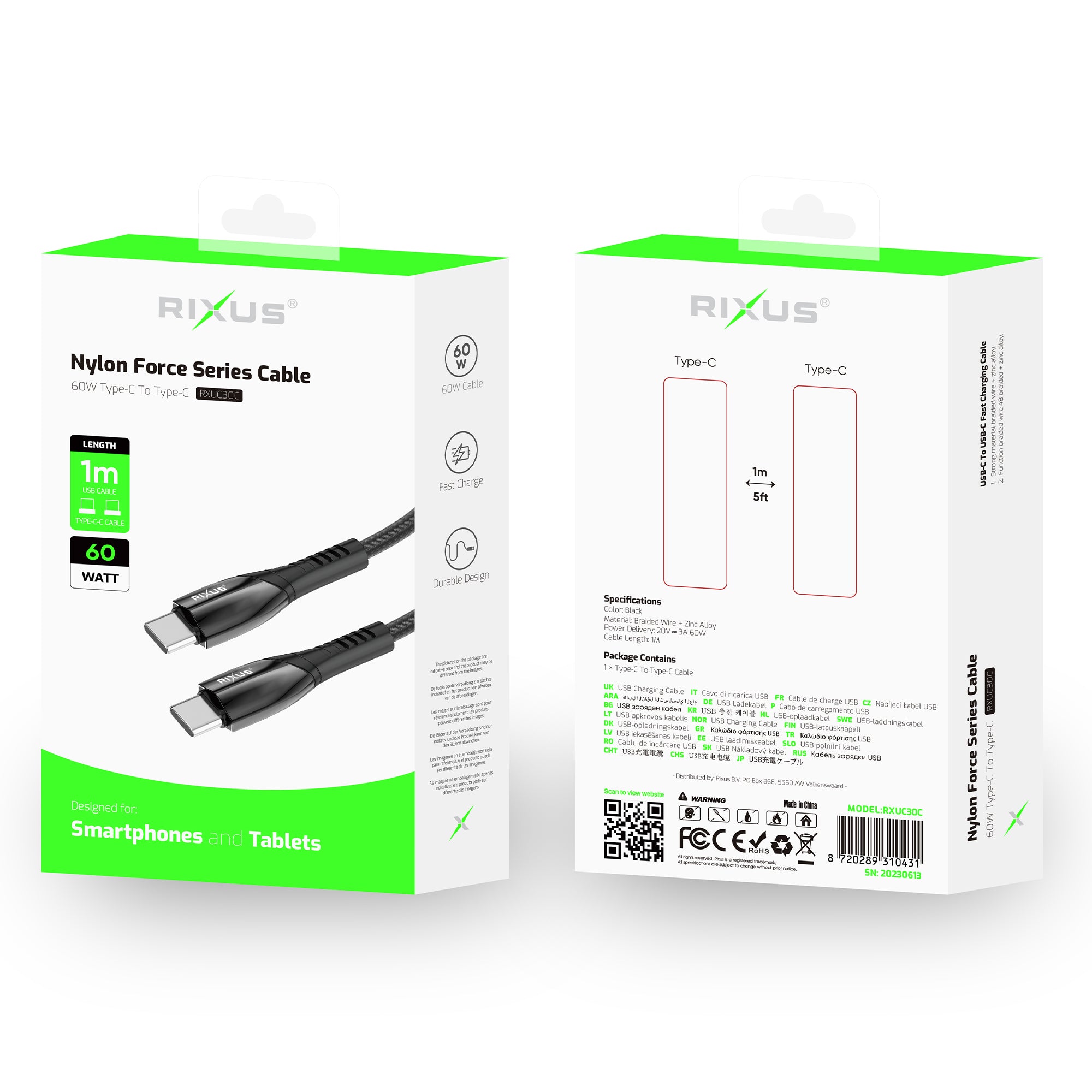 Rixus RXUC30C Alloy USB-C Datenkabel Metal Gray – Bild 5