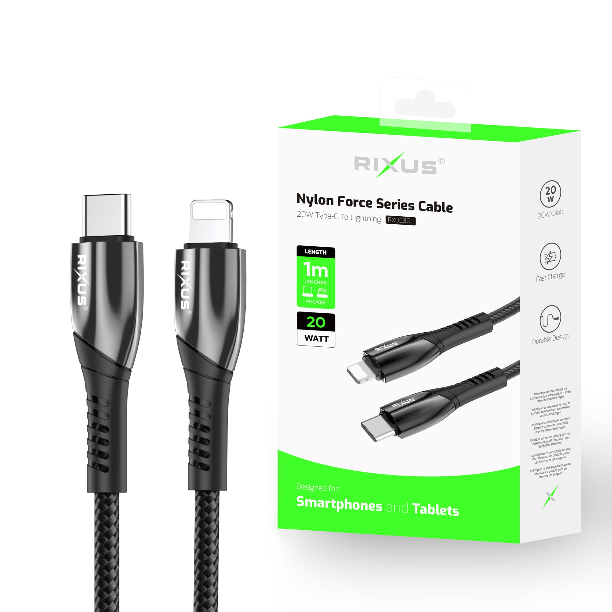 Rixus RXUC30L Alloy USB-C To Lightning Anschluss Datenkabel Metal Gray – Bild 4