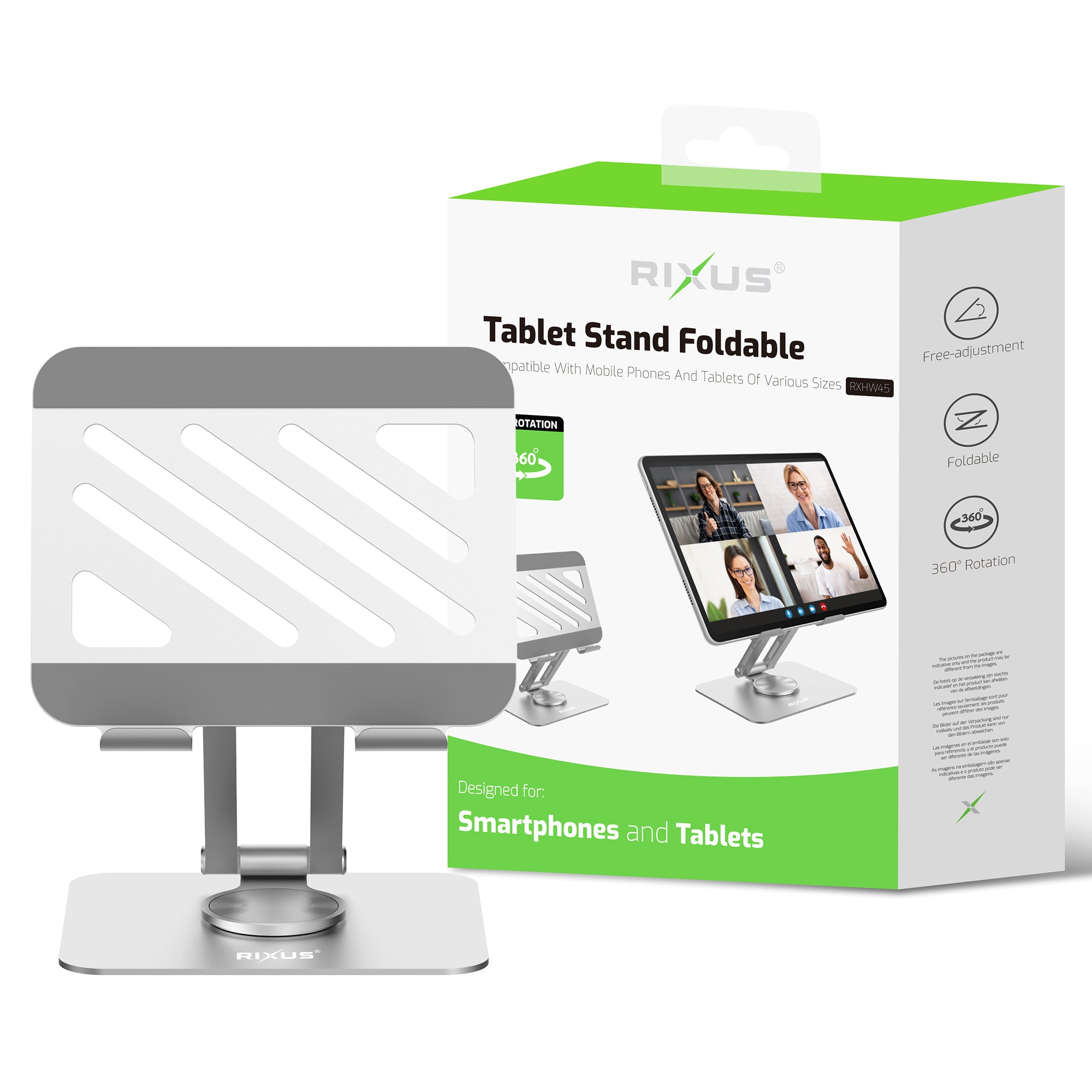 Rixus RXHW45 Tablet Stand Foldable Silver – Bild 4