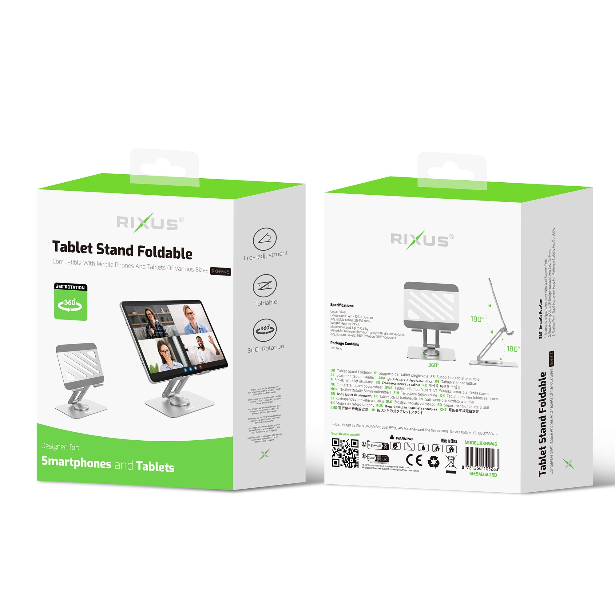 Rixus RXHW45 Tablet Stand Foldable Silver – Bild 5