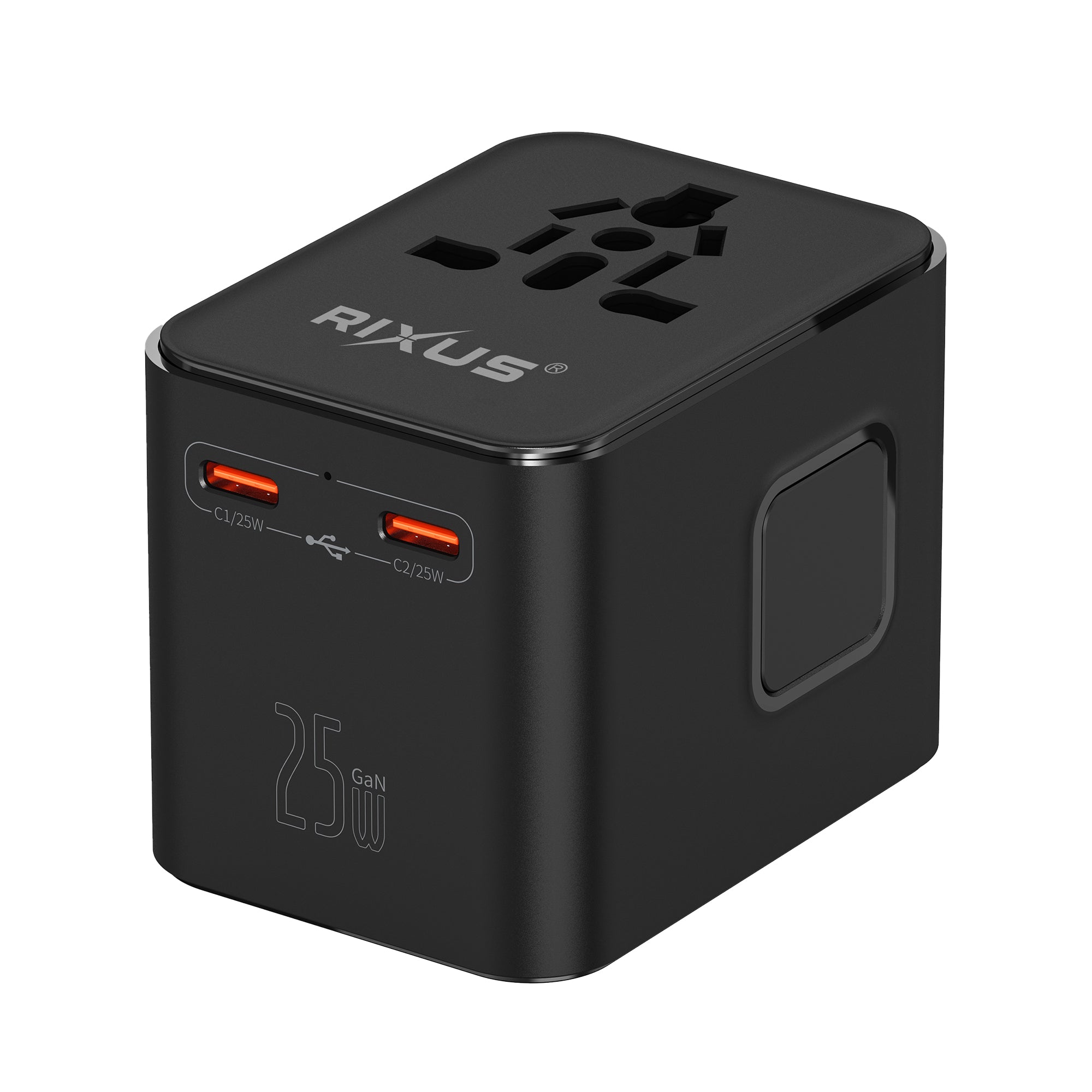 Rixus RX3425 World Travel Adapter 25W mit 3 USB Ports Black – Bild 3