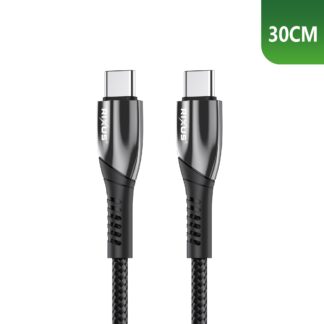 Rixus RXUC37C Fast Ladekabel USB-C To USB-C Braided Nylon 30cm Black