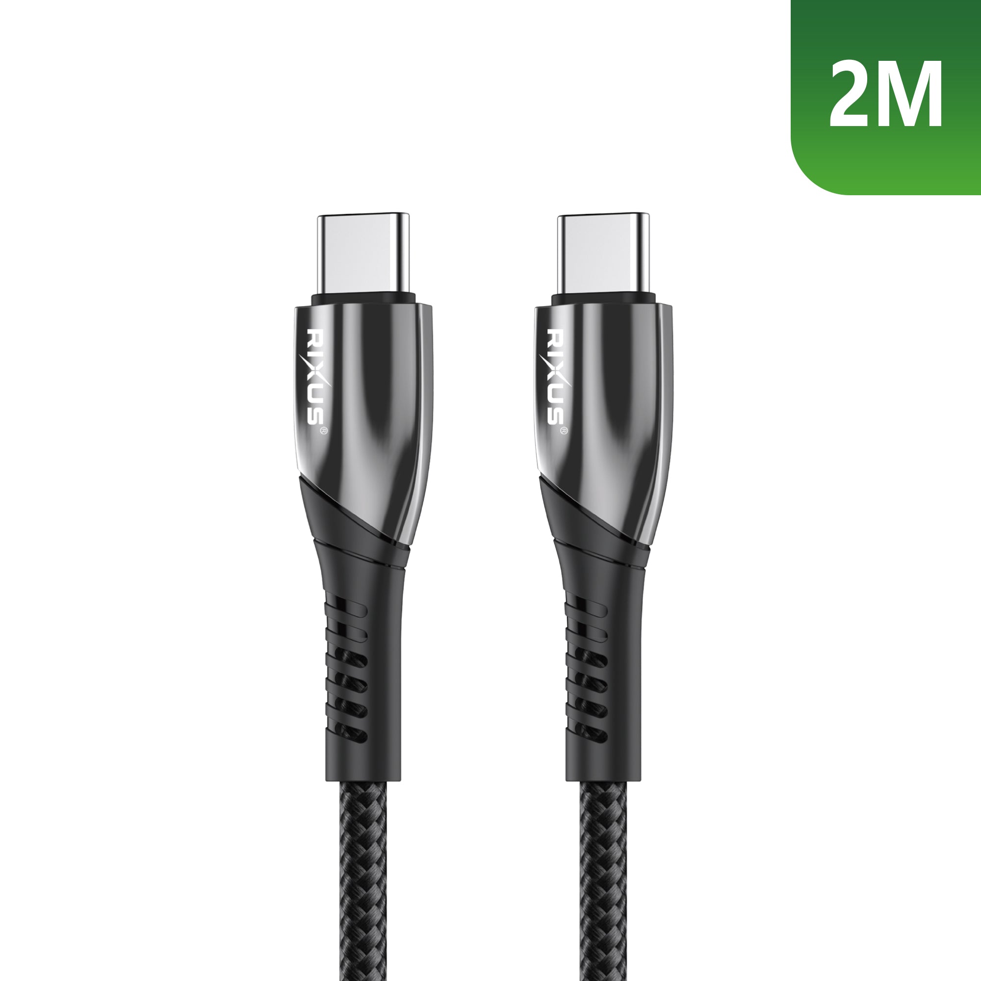 Rixus RXUC38C Fast Ladekabel USB-C To USB-C Braided Nylon 2m Black