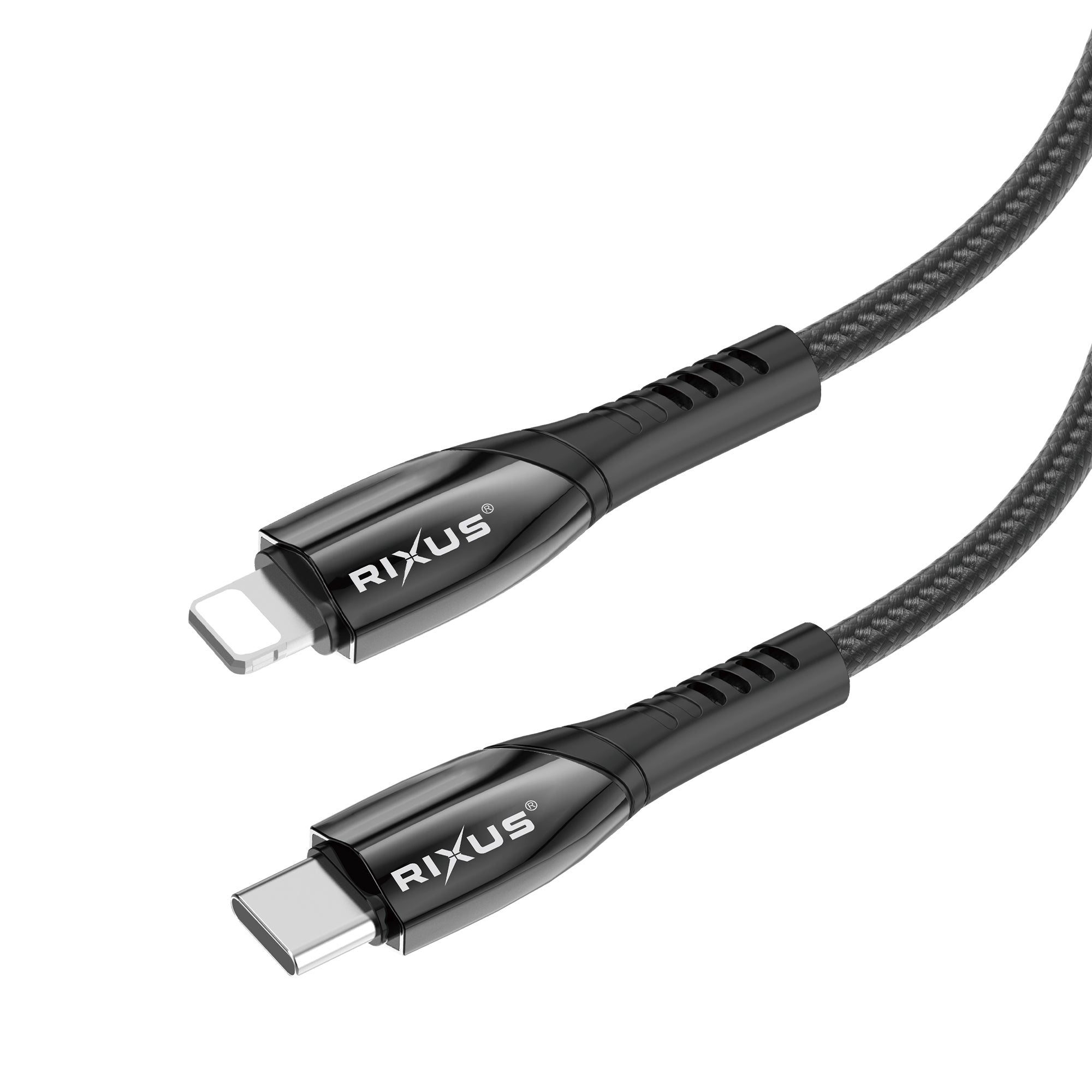 Rixus RXUC38L Fast Ladekabel USB-C To Lightning Anschluss Nylon 2m Black – Bild 2