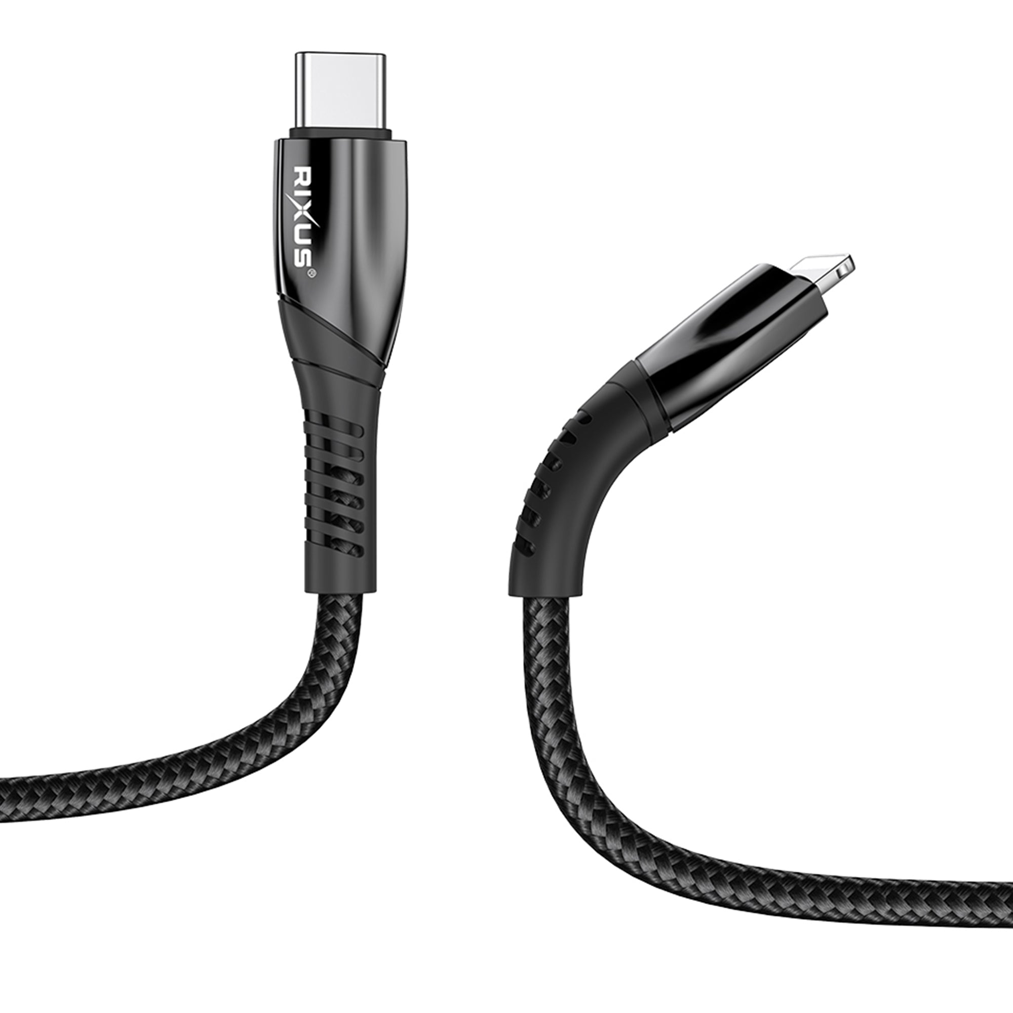 Rixus RXUC38L Fast Ladekabel USB-C To Lightning Anschluss Nylon 2m Black – Bild 3