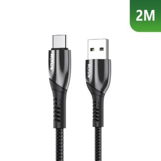 Rixus RXUC38AC Ladekabel USB-A To USB-C Braided Nylon 2m Black