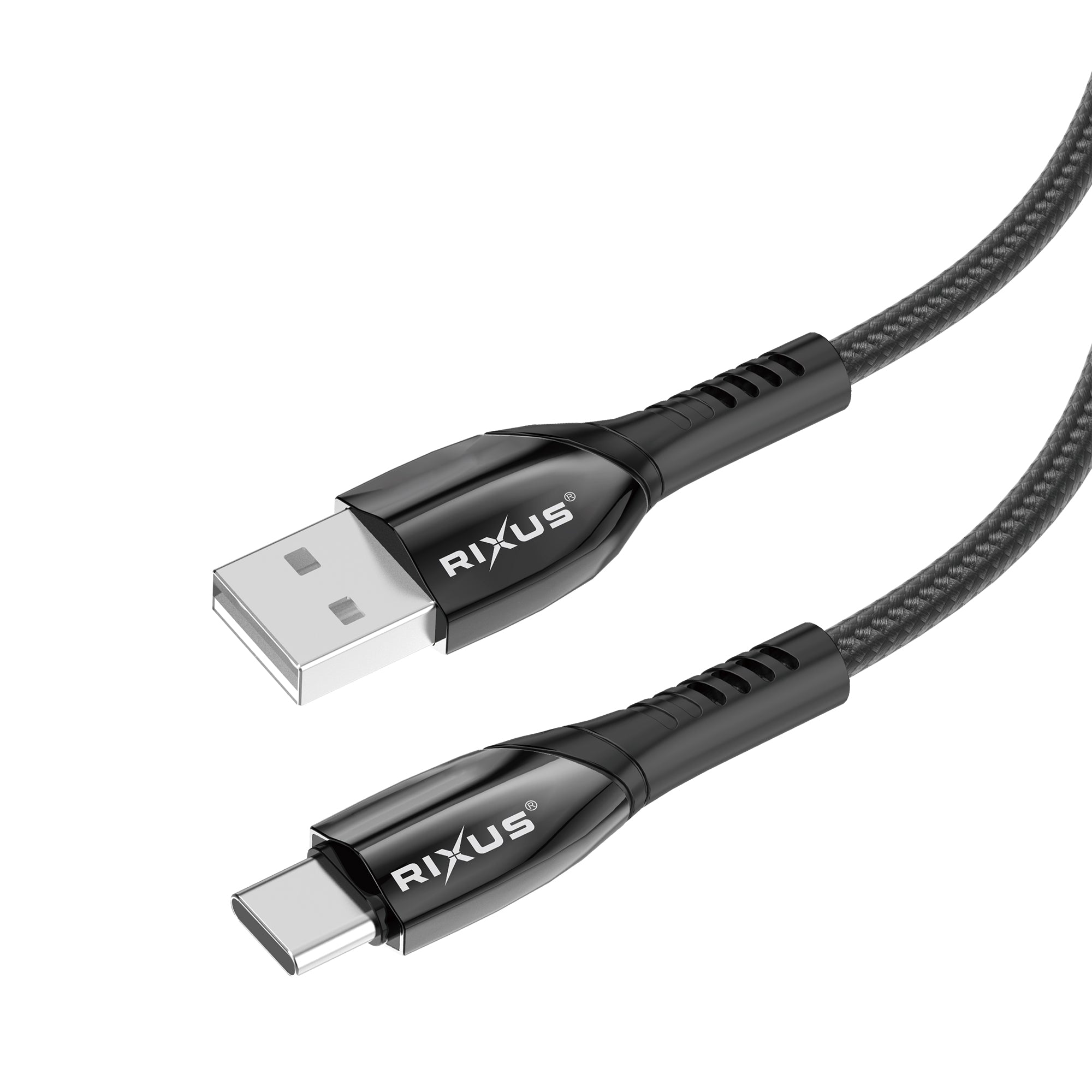 Rixus RXUC38AC Ladekabel USB-A To USB-C Braided Nylon 2m Black – Bild 2