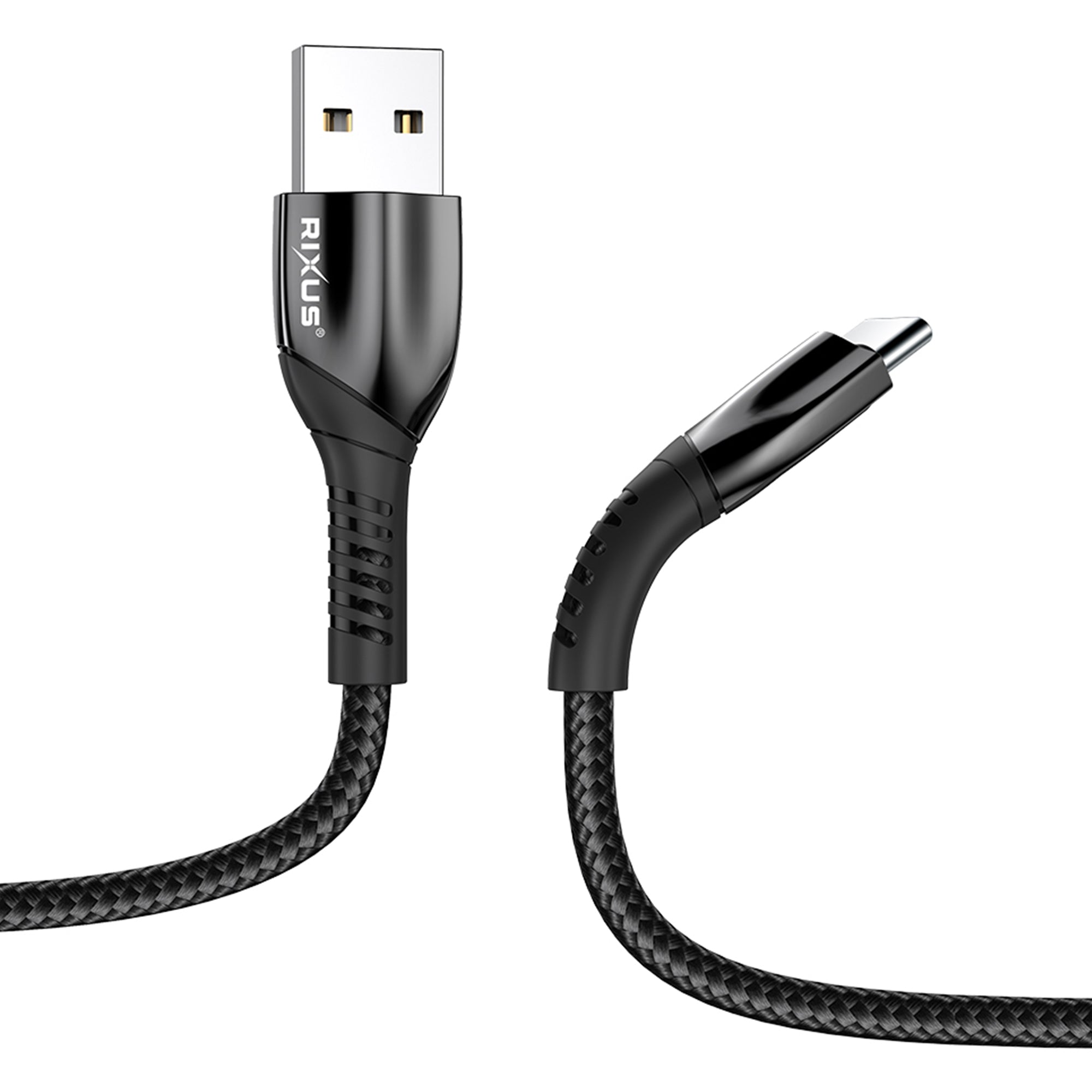 Rixus RXUC38AC Ladekabel USB-A To USB-C Braided Nylon 2m Black – Bild 3