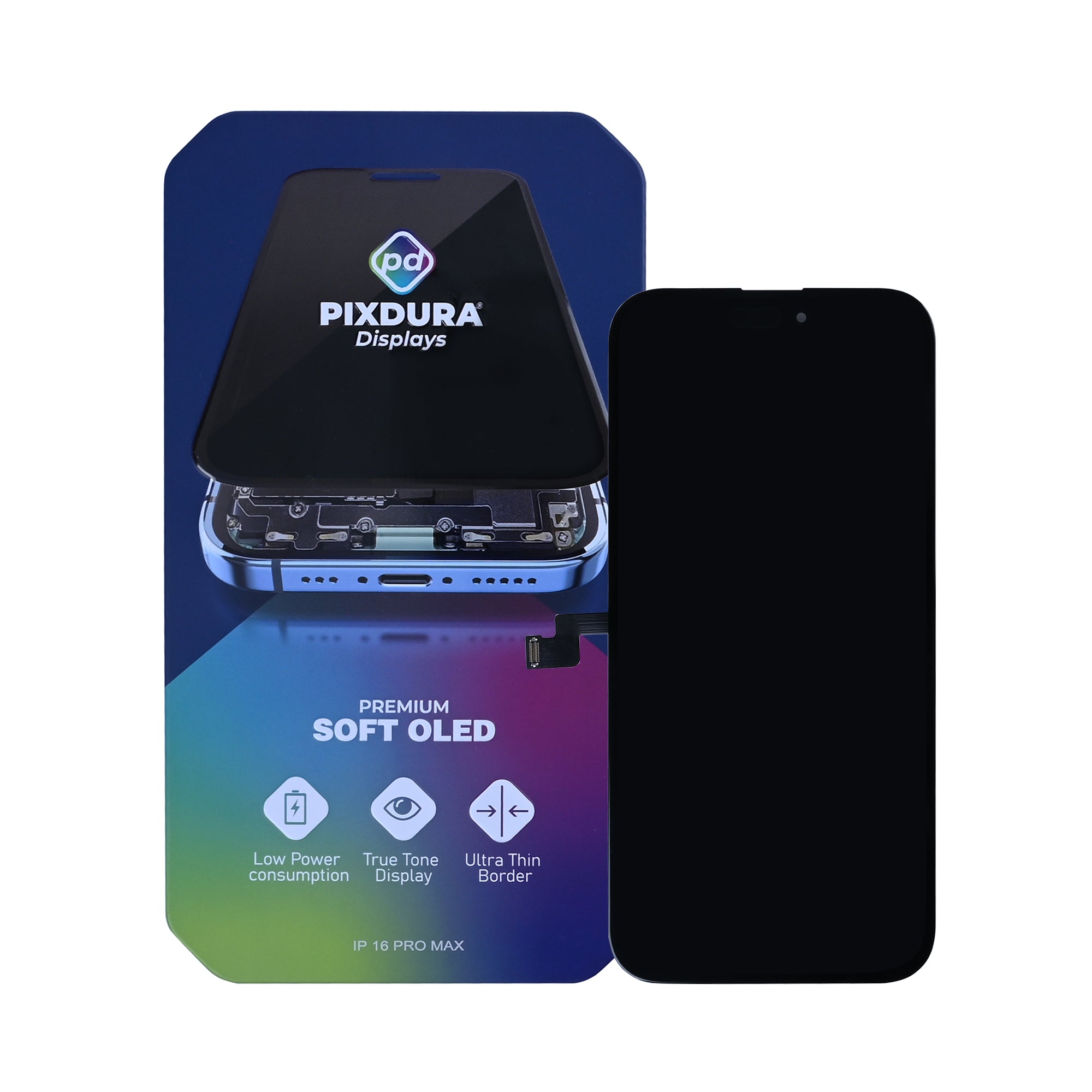 PIXDURA Display für iPhone 16 Pro Max Soft OLED Premium 120Hz Touchscreen – Bild 2