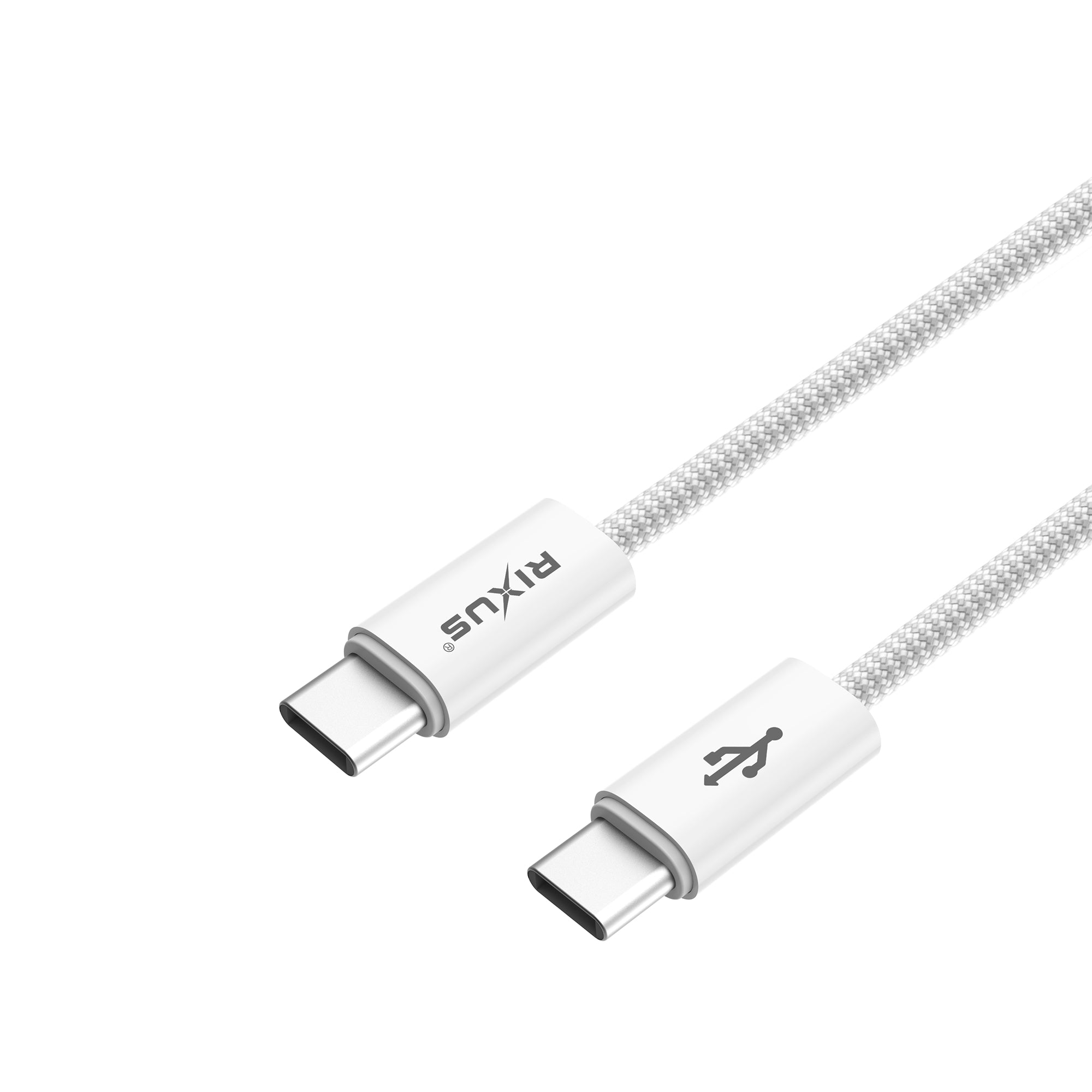Rixus RXUC08C Fast Ladekabel USB-C To USB-C Kabel Braided Nylon 1.8m White – Bild 2