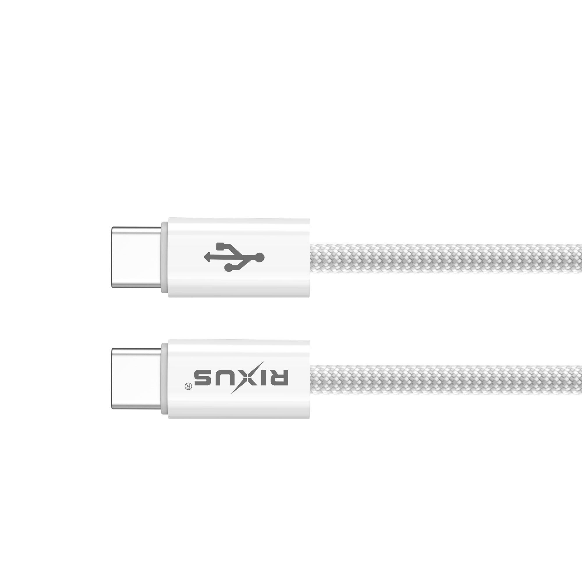 Rixus RXUC08C Fast Ladekabel USB-C To USB-C Kabel Braided Nylon 1.8m White – Bild 3