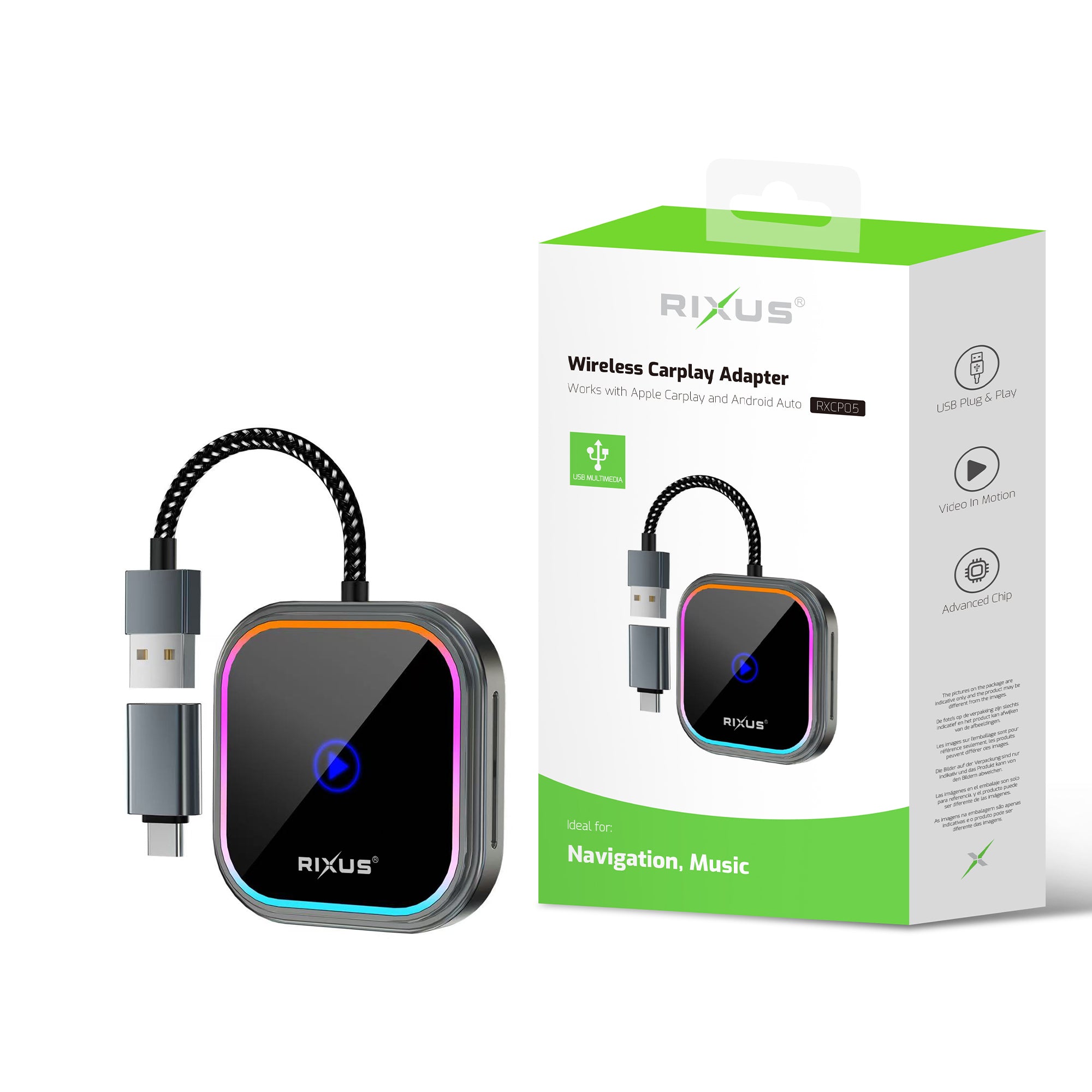 Rixus RXCP05 Wireless Carplay Adapter Metallic Gray – Bild 4