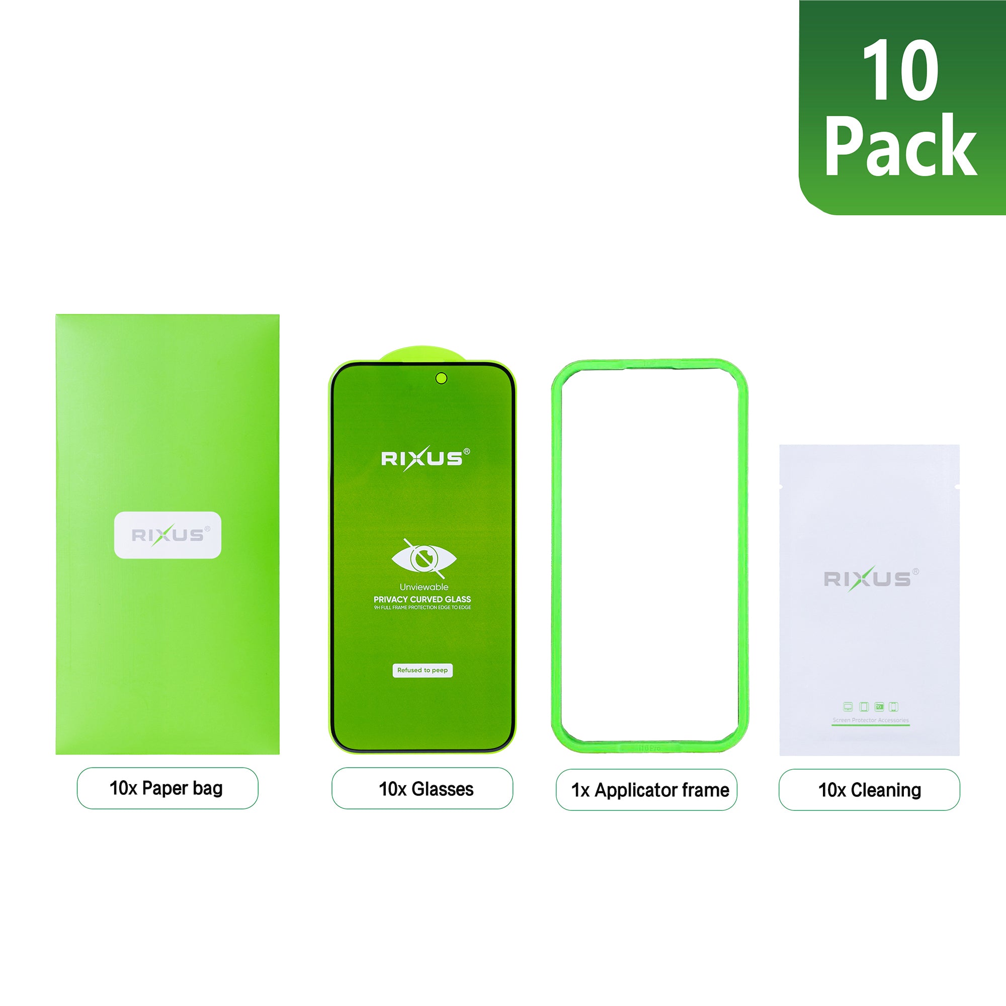 Rixus Privacy Full Curved Edge Panzerglas für Apple iPhone 17 Pro Max (10er-Pack) – Bild 3